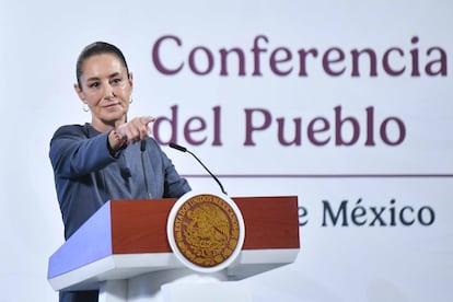 Claudia Sheinbaum en Palacio Nacional, en Ciudad de México, este martes.