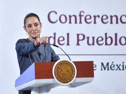 Claudia Sheinbaum en Palacio Nacional, en Ciudad de México, este martes.