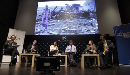 De izquierda a derecha, Andrea Rizzi, Andrey Makarychev, Kadri Liik, Andrew Wilson, Carmen Claudín y Francisco de Borja Lasheras.