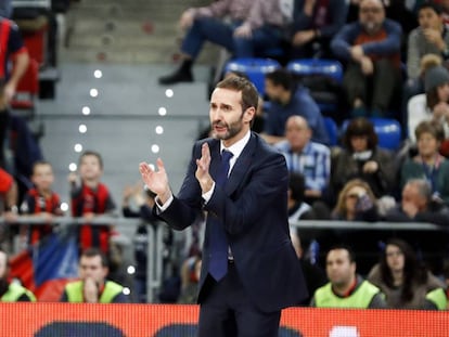 Sito Alonso, durante el Baskonia-Barça.