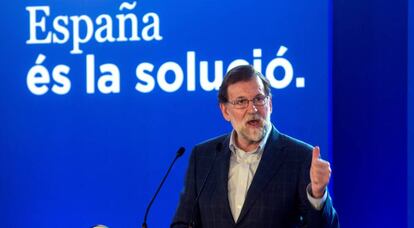 El presidente del PP, Mariano Rajoy, este sábado en un acto en Mataró.