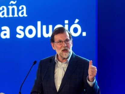 El presidente del PP, Mariano Rajoy, este s&aacute;bado en un acto en Matar&oacute;.