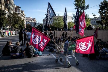 A demonstration in Girona on Tuesday evening outside the central government’s delegation.