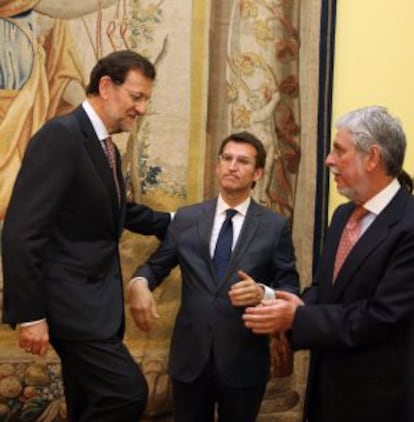 El presidente del Gobierno espa?ol, Mariano Rajoy, y el presidente de Galicia, Alberto Nu?ez Feijo.