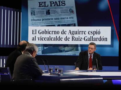 El alcalde de Madrid, Alberto Ruiz-Gallardón, anoche en el programa de TVE 59 segundos.