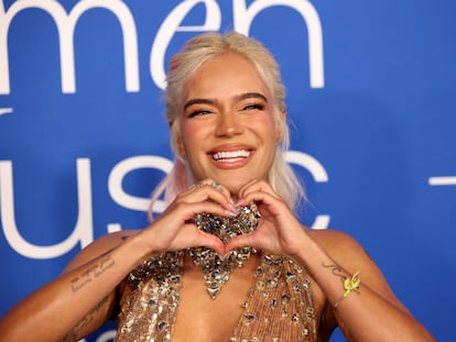 Karol G at the Billboard Women in Music Awards, where she was honored as Woman of the Year, in Inglewood, California, on March 6, 2024.