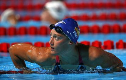 Mireia Belmonte, después de nadar la prueba preliminar de 200m estilos
