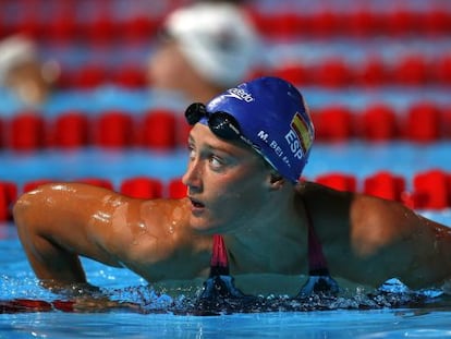 Mireia Belmonte, después de nadar la prueba preliminar de 200m estilos