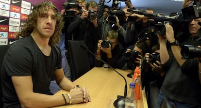 Carles Puyol during Tuesday's press conference.