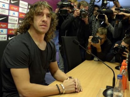 Carles Puyol during Tuesday's press conference.