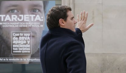 Albert Rivera hoy a la salida del Congreso.