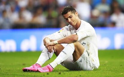 Cristiano Ronaldo na partida contra o Málaga desta temporada.