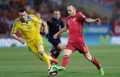 Iniesta, en el partido contra Ucrania. 