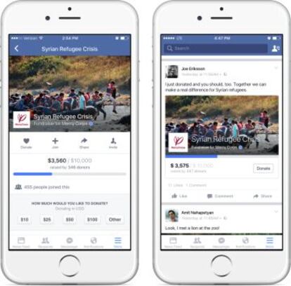 Ejemplo de campaña solidaria gestionada a través de Facebook.