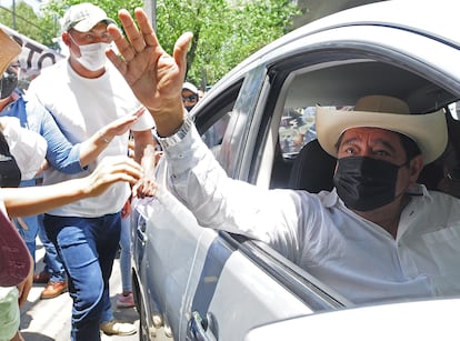 Félix Salgado, en Ciudad de México este abril durante una protesta.