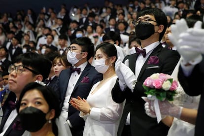 La boda masiva celebrada este viernes en Gapyeong (Corea del Sur).