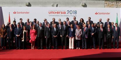 Los rectores junto al rey Felipe VI y el presidente de Portugal, Marcelo Rebelo de Sousa. 