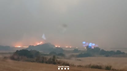 Imagen del incendio a Torrefeta i Florejacs (Segarra), facilitada por Bombers.