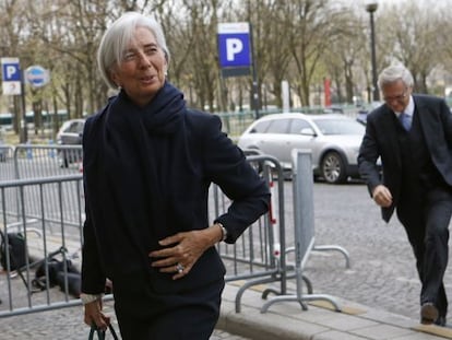 Lagarde, a su llegada a la Corte de Justicia de la Rep&uacute;blica, en Par&iacute;s.