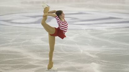 Lipnitskaia, durante una prueba en Barcelona.