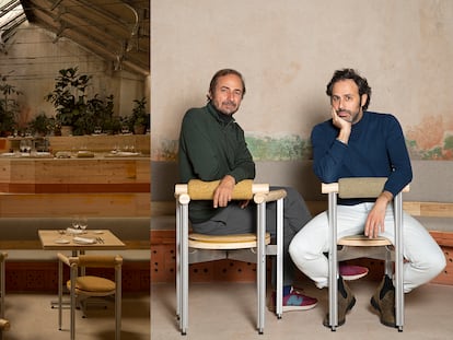 Comedor de Tramo y Javier Antequera y Felipe Turell (derecha), impulsores de Proyectos Conscientes, la empresa detrás del restaurante madrileño.