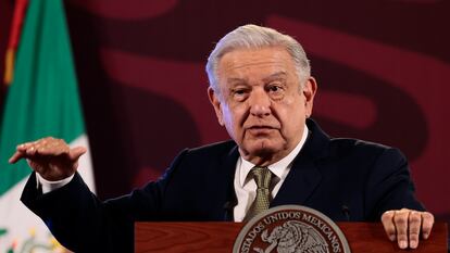 Andrés Manuel López Obrador, durante su conferencia matutina de este lunes, en Ciudad de México.