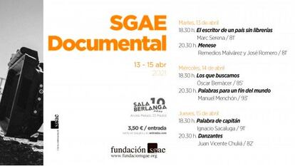 Programación de esta semana del ciclo SGAE Documental.