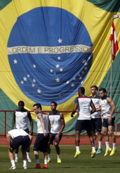 Los jugadores franceses, durante un entrenamiento