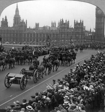 Celebración, en Londres, del final de la Gran Guerra.