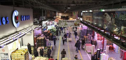 Nave de frutas y hortalizas de Mercamadrid.