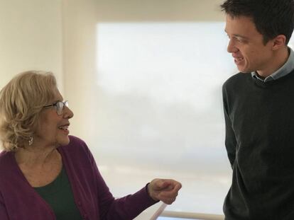 Manuela Carmena e Íñigo Errejón, candidatos a las elecciones municipales y autónomicas del próximo mes de mayo.