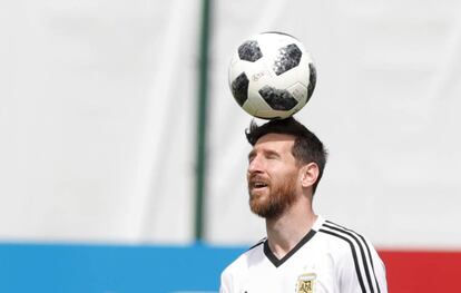 Lionel Messi, durante un entrenamiento de la selección argentina.