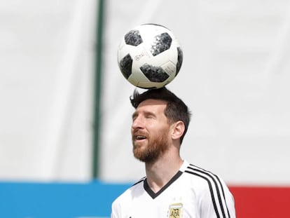 Lionel Messi, durante un entrenamiento de la selección argentina.