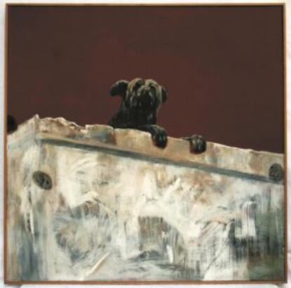 ‘Perro de la revolución’, de Enrique Estrada. Enrique Estrada, “Perro de la revolución”, óleo s/tela, 119.7 x 120 cms., 1977