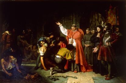 El cardenal Cisneros libertando a los cautivos de Or&aacute;n, de Francisco Jover y Casanova.