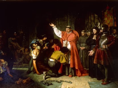 El cardenal Cisneros libertando a los cautivos de Or&aacute;n, de Francisco Jover y Casanova.