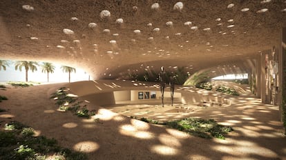Amphitheater on the ground floor of the 73-story skyscraper.