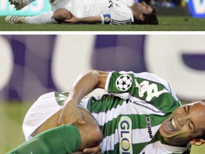 Edmilson atiende a Raúl, con la rodilla izquierda rota, y Oliveira.