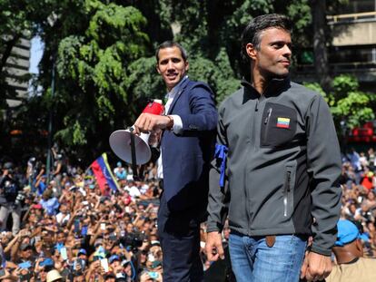 Juan Guaidó y Leopoldo López, el 30 de abril de 2019 en Caracas.