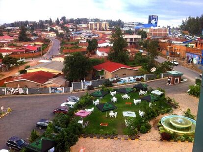 <span>Vue dégagée à partir de mon hôtel sur les quartiers de la ville de Kigali</span>