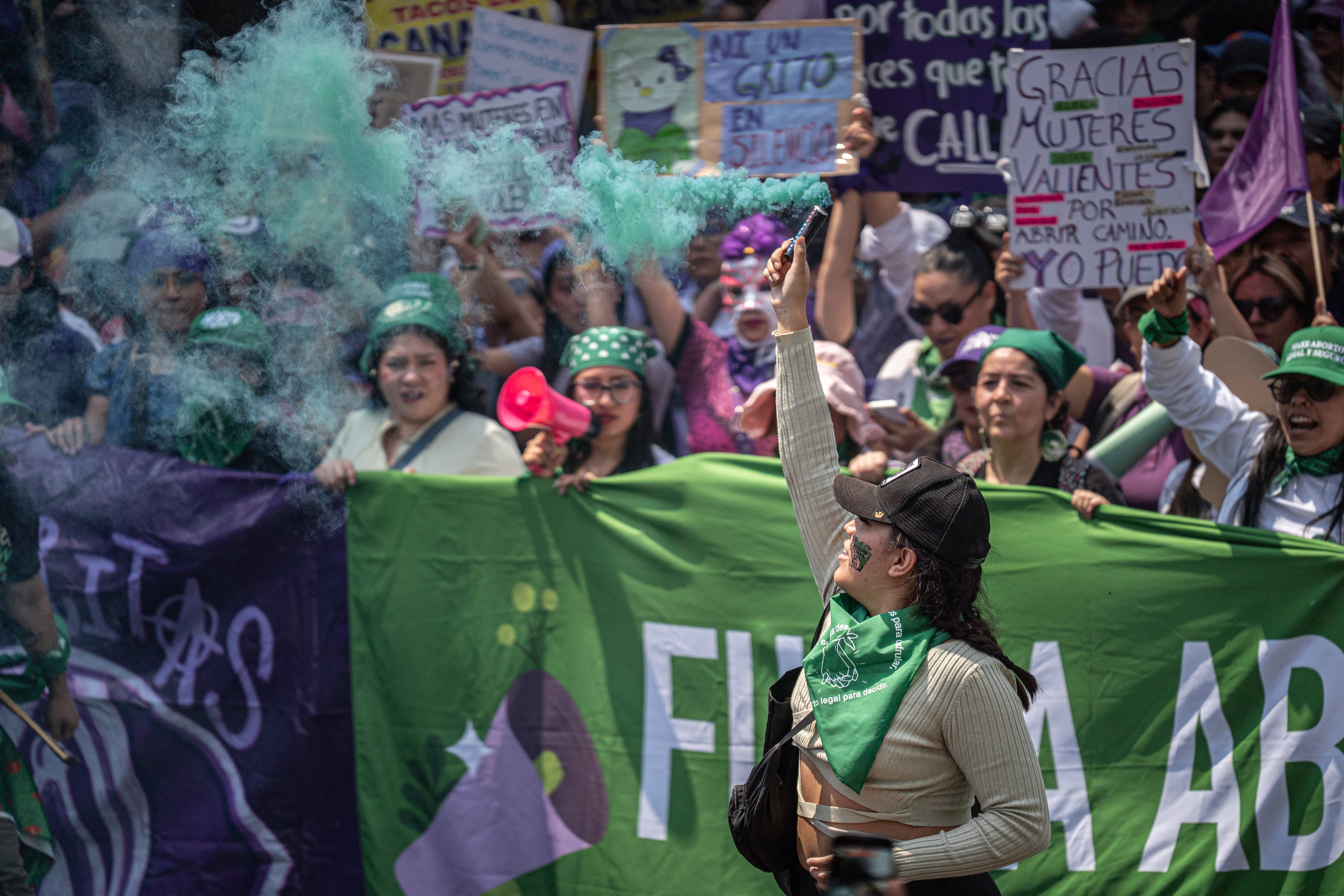 Marcha en Ciudad de México, en el marco del Día de la Mujer.