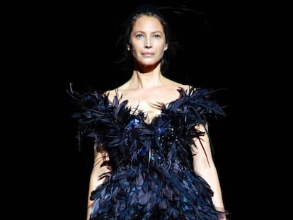 Christy Turlington en el desfile de Marc Jacobs, el 13 de febrero, en la Semana de la Moda de Nueva York.