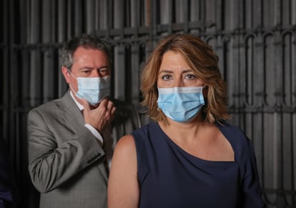 Susana Díaz, junto al alcalde de Sevilla, Juan Espadas.