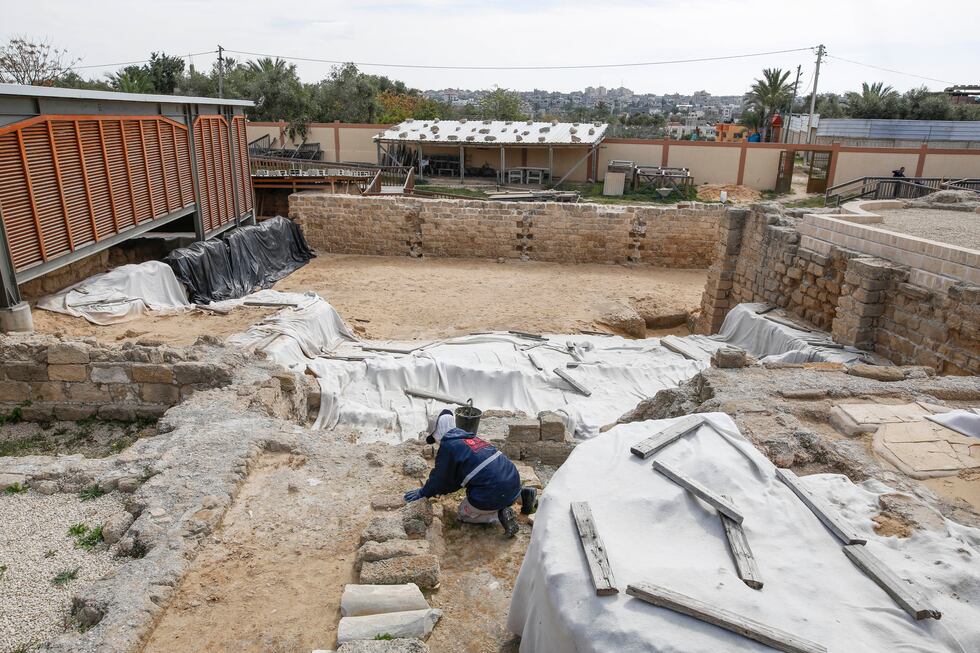 Excavación en el monasterio de San Hilarión, en Gaza, en una imagen de 2023.