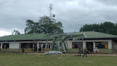 La base militar afectada por el ataque con explosivos, en Puerto Jordán (Arauca), el 17 de septiembre de 2024.