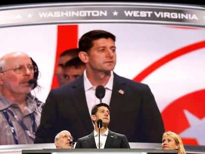 El presidente de la C&aacute;mara de Representantes, Paul Ryan, participa en los preparativos de la Convenci&oacute;n. 