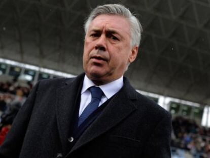 Carlo Ancelotti en el estadio del Getafe