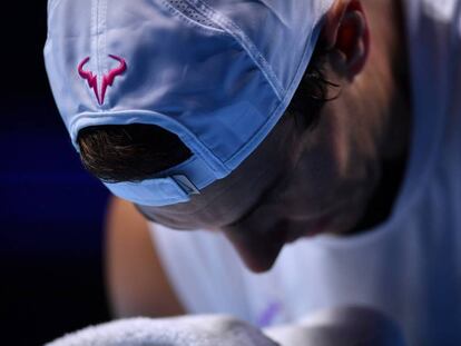 Nadal, durante el entrenamiento del sábado en el O2 de Londres.