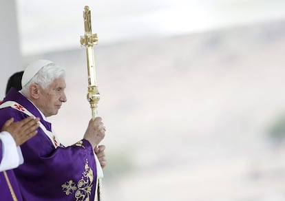 El Papa, durante la misa celebrada en el Parque del Bicentenario en Silao.