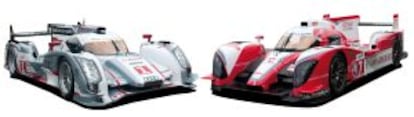 Audi R18 e-Tron y Nissan Zyteky que competirán en las próximas 24 horas de Le Mans.